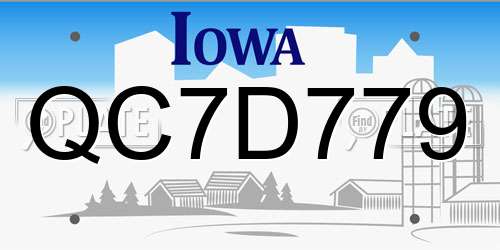 QC7D779 Iowa License Plate