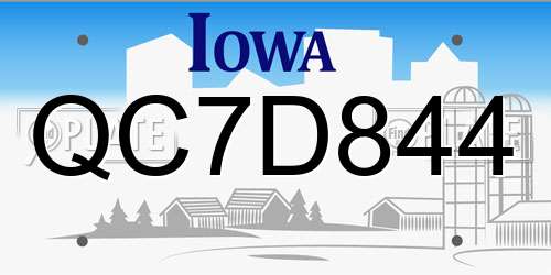 QC7D844 Iowa License Plate