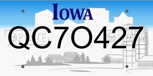 QC7O427 Iowa License Plate