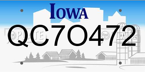 QC7O472 Iowa License Plate
