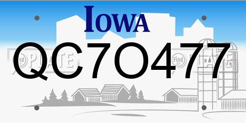QC7O477 Iowa License Plate
