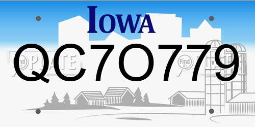 QC7O779 Iowa License Plate