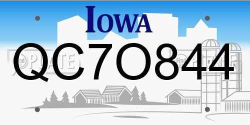 QC7O844 Iowa License Plate