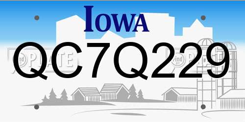 QC7Q229 Iowa License Plate