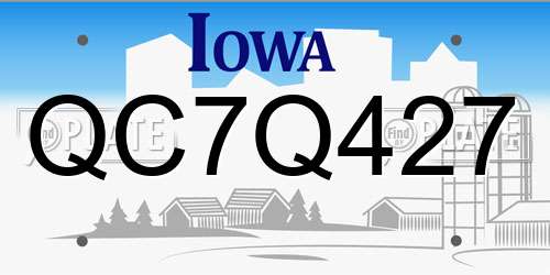 QC7Q427 Iowa License Plate