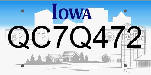 QC7Q472 Iowa License Plate
