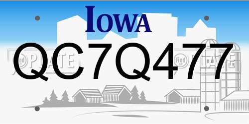 QC7Q477 Iowa License Plate