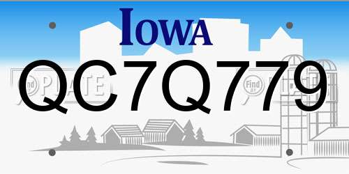 QC7Q779 Iowa License Plate