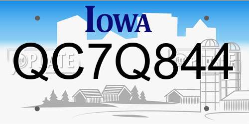QC7Q844 Iowa License Plate