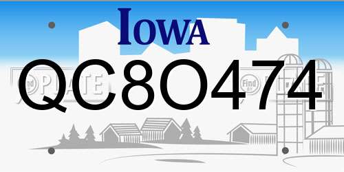 QC8O474 Iowa License Plate