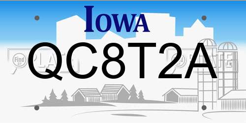 QC8T2A Iowa License Plate
