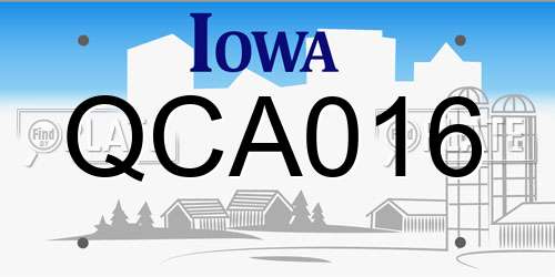 QCA016 Iowa License Plate
