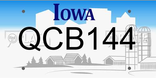 QCB144 Iowa License Plate