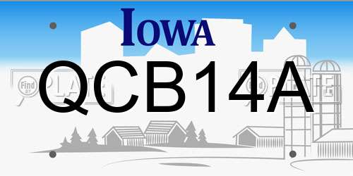 QCB14A Iowa License Plate