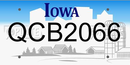 QCB2066 Iowa License Plate