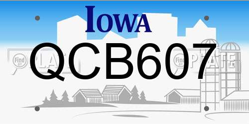 QCB607 Iowa License Plate