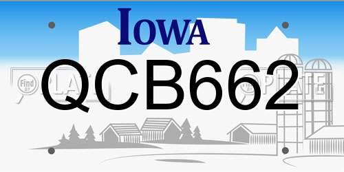 QCB662 Iowa License Plate