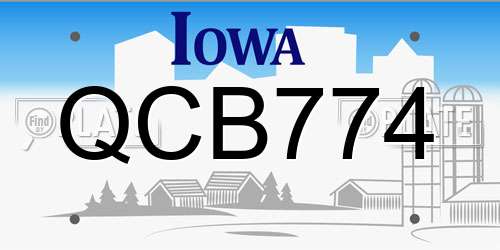 QCB774 Iowa License Plate