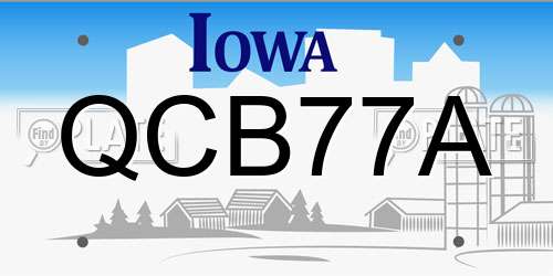QCB77A Iowa License Plate