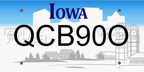 QCB90O Iowa License Plate