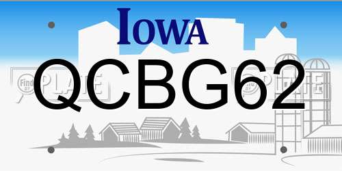 QCBG62 Iowa License Plate