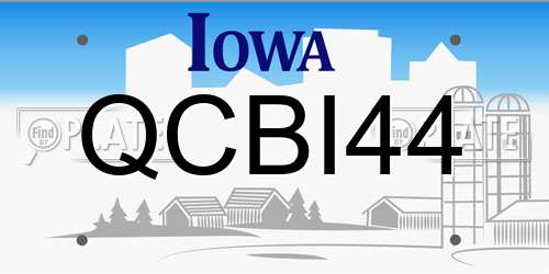 QCBI44 Iowa License Plate