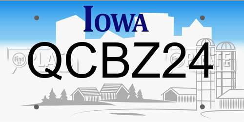 QCBZ24 Iowa License Plate