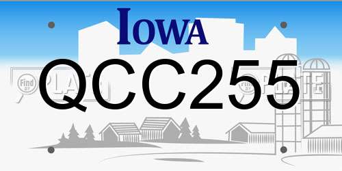 QCC255 Iowa License Plate