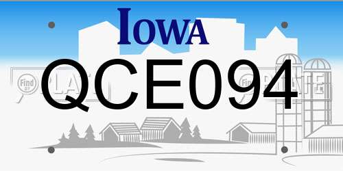 QCE094 Iowa License Plate