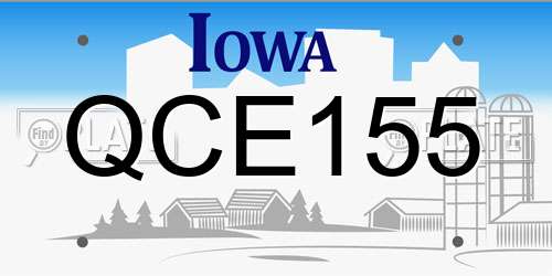 QCE155 Iowa License Plate