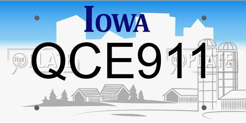 QCE911 Iowa License Plate