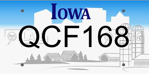 QCF168 Iowa License Plate