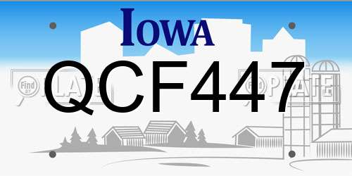QCF447 Iowa License Plate