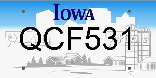 QCF531 Iowa License Plate