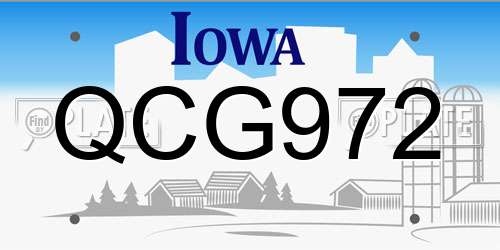 QCG972 Iowa License Plate