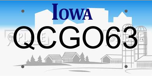 QCGO63 Iowa License Plate