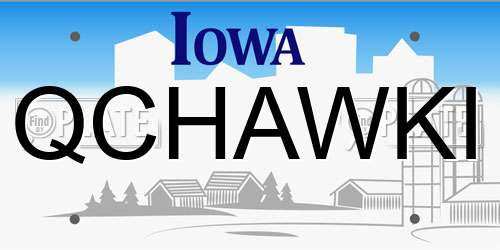 QCHAWKI Iowa License Plate