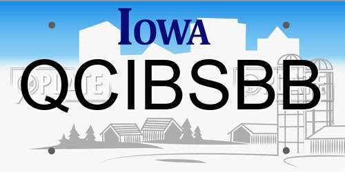 QCIBSBB Iowa License Plate