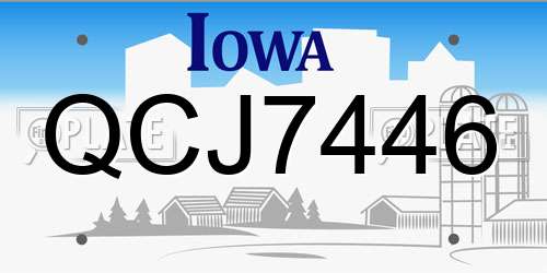 QCJ7446 Iowa License Plate