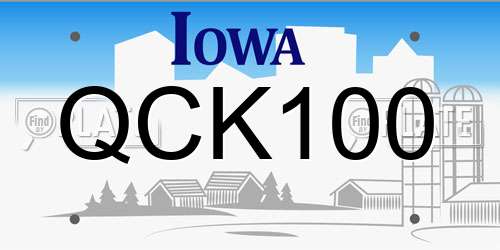 QCK100 Iowa License Plate