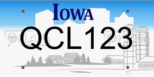 QCL123 Iowa License Plate