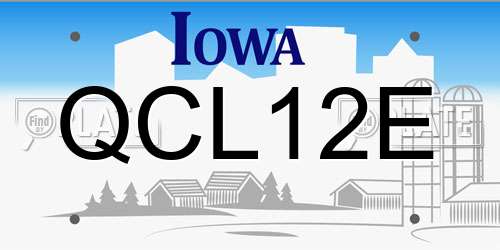 QCL12E Iowa License Plate