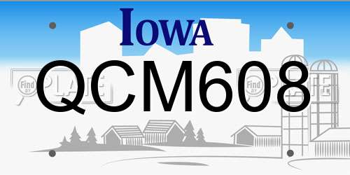 QCM608 Iowa License Plate