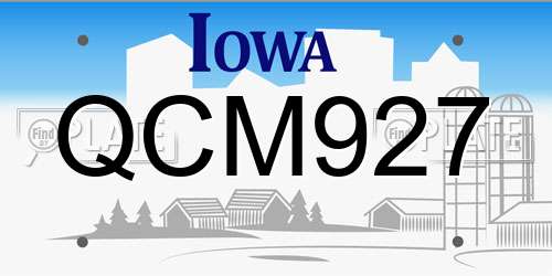 QCM927 Iowa License Plate