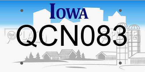 QCN083 Iowa License Plate