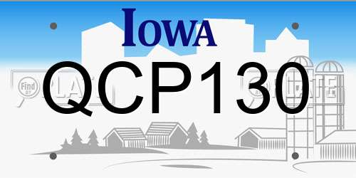 QCP130 Iowa License Plate
