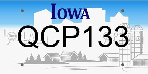 QCP133 Iowa License Plate