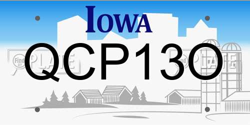 QCP13O Iowa License Plate