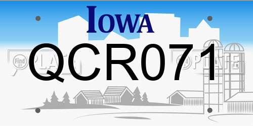 QCR071 Iowa License Plate