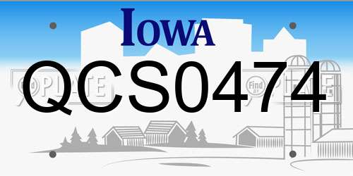 QCS0474 Iowa License Plate